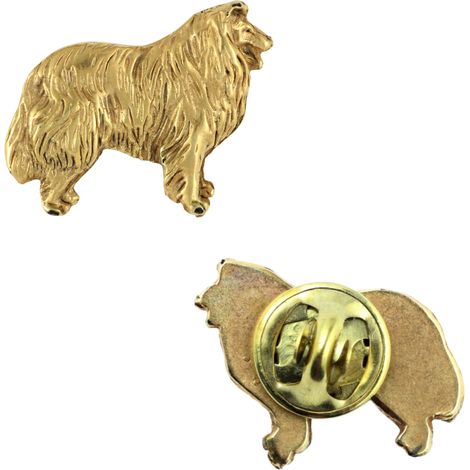 Collie de pelo largo: broche para perro en una caja decorativa, elegante alfiler chapado en oro, broche para chaqueta de la marca Art-Dog. (1/5)