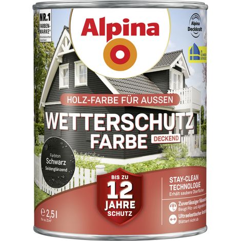 Alpina Wetterschutzfarbe 2,5 L schwarz Holzschutzfarbe
