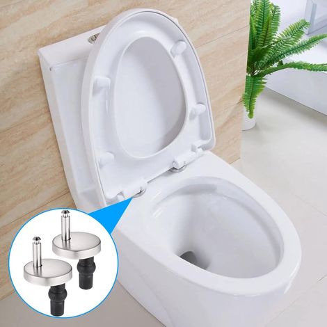 ZHIJIA PREMIUM Lot de 1 kit fixation charnière siège toilette universel acier inoxydable bouchon nylon trou borgne toutes pièces incluses noir (1/5)