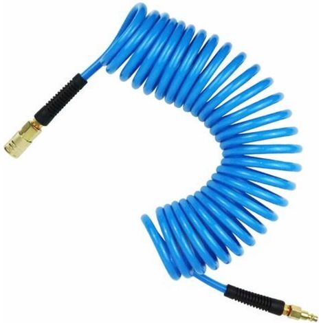 Tuyau à air comprimé PU 7.5 m de long 6 mm ID x 9.5 mm AD avec raccords rapides 1/4\", Limiteur de flexion, Bleu (1/5)