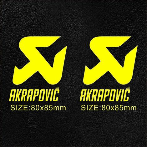 paire d'autocollants Akrapovic en vinyle pour pot d'échappement, silencieux, embout, réservoir et casque. Couleur : jaune fluorescent. (1/4)