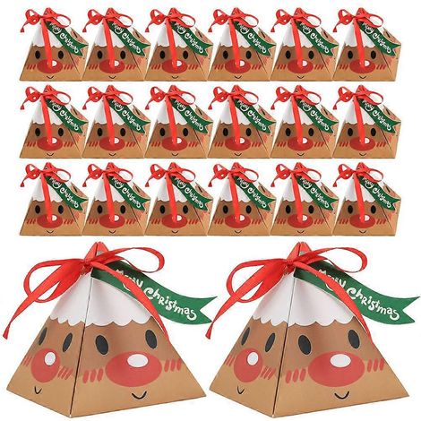 50 Stück Weihnachtsbonbonboxen, Geschenkbehälter für Leckereien, Gastgeschenke für Weihnachtsfeiern-8.3x7.3cm-Light Brown (1/3)