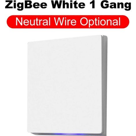 Interrupteur mural intelligent Tuya Zigbee à bouton-poussoir pour ventilateur de climatisation, moteur de rideaux et stores. Fonctionne avec un seul interrupteur (fil neutre requis). Blanc. (1/4)