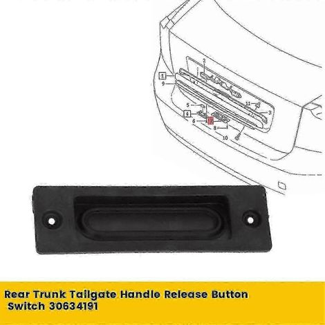 Botón de apertura del maletero trasero Interruptor de la tapa del maletero 30634191 para S40 V50 S80 XC60 Edición 2004-2012 0620