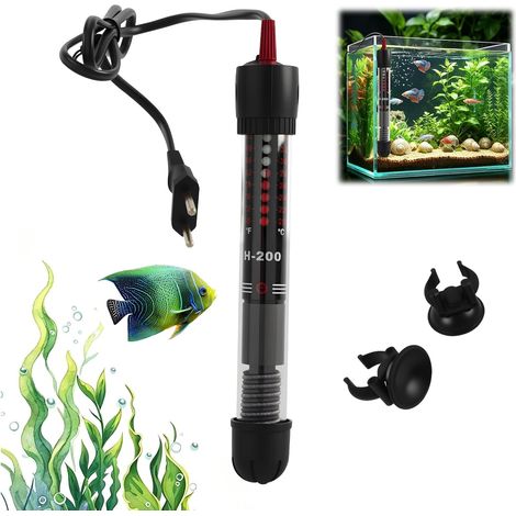 Chauffage submersible puissant de 50 W pour aquariums, avec thermostat réglable (20-34 °C), idéal pour les poissons et les tortues. Compact et robuste, il est doté d'une ventouse et fabriqué en verre (1/5)