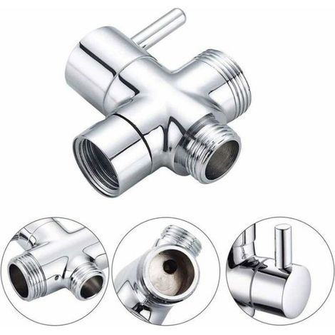 Adaptateur En T G1/2 - Vanne De Dérivation 3 Voies Pour Douche - Laiton Massif - Chrome Poli - 1 Pièce (1/4)