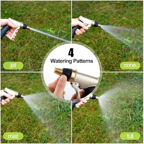 Wasserpistole mit Messingdüse, robust und mit hohem Druck, einstellbar von Strahl bis Sprühnebel, zum Waschen von Autos und Haustieren, Garten-/Gehwegreinigung (1/4)