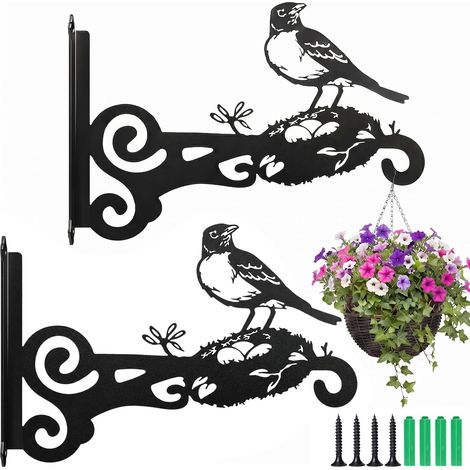 Support pour Suspension de Plantes, 2 Pièces Crochet Mural en Fer 25cm, Support Jardinière Balcon, Porte Plante Mural pour Jardinière, Nichoir, Lanterne, Carillon, Décoration Extérieur (1/5)