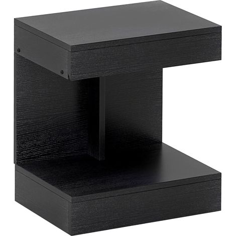 Mesita de noche negra de madera con cajón y estante 40 x 30 x 46 cm (1/5)