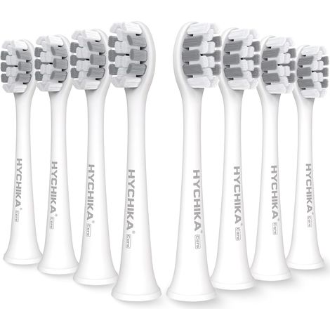 Têtes de brosse à dents pour brosse à dents électrique HYCHIKA P2, 8 têtes de professionnelles pour une élimination plus profonde de la plaque dentaire,Blanche (1/5)