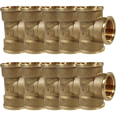 Lot de 10 Tés Laiton Femelle 3/4" (20/27) - Arcanaute (1/4)
