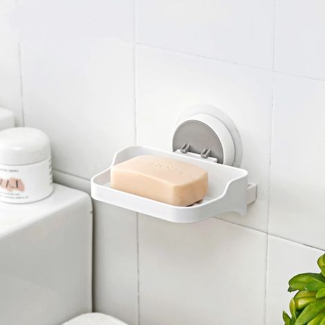Organisateur de salle de bain maison boîte à savon support de douche conteneur en plastique boîte à savon distributeur de stockage porte-savon adhésif sans trace