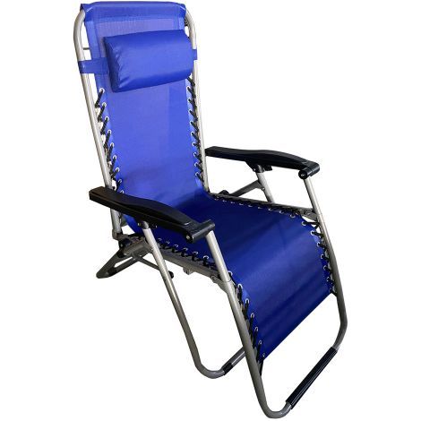 SEDIA A SDRAIO CON POGGIATESTA 'PROCIDA' tessuto colore blu