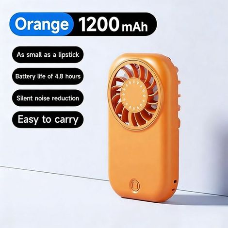 Mini ventilatore portatile - Alimentazione USB - Ultra-mini - Silenzioso - Indispensabile per i viaggiatori - Arancione