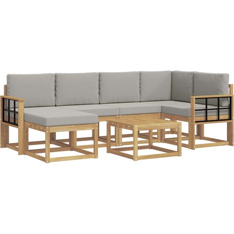Outdoor Sofa Set with Cushion 7 pcs White and Light Grey vidaXL (1/5)