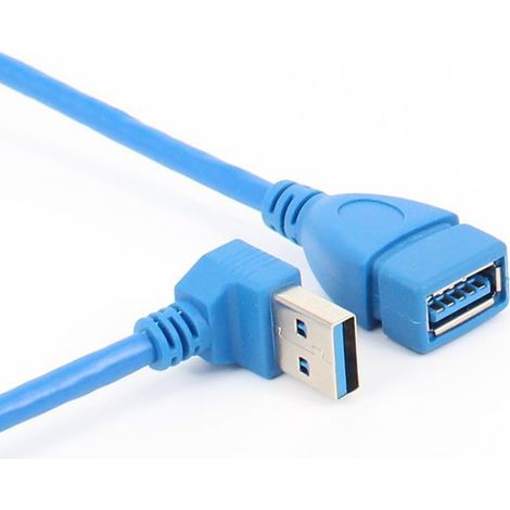 Câble de données USB 3.0 mâle-femelle coudé vers le bas, adaptateur pour ordinateur, câble d'extension coudé en L à 90 degrés mâle-femelle (1/5)