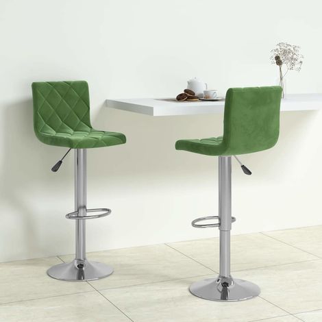 vidaXL Tabourets de bar lot de 2 vert foncé velours (1/5)