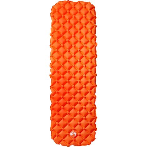 Matelas de camping gonflable 1 personne orange 190x58x6 cm (1/5)