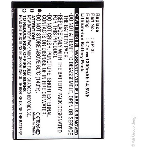 NX - Batterie téléphone, smartphone, GSM pour Nokia 3.7V 1300mAh - BP-3LMP-S-VBS-04 (1/4)