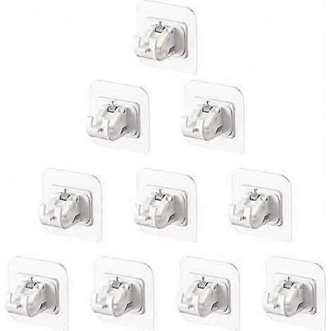 Lot de 10 crochets et supports adhésifs pour tringle à rideaux, sans perçage, fixation sans clous. (1/5)