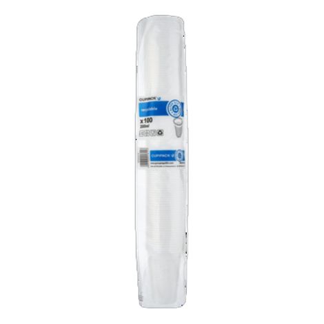 Bicchiere di plastica da 200 ml, bianco, in PP, 100 pezzi SUP