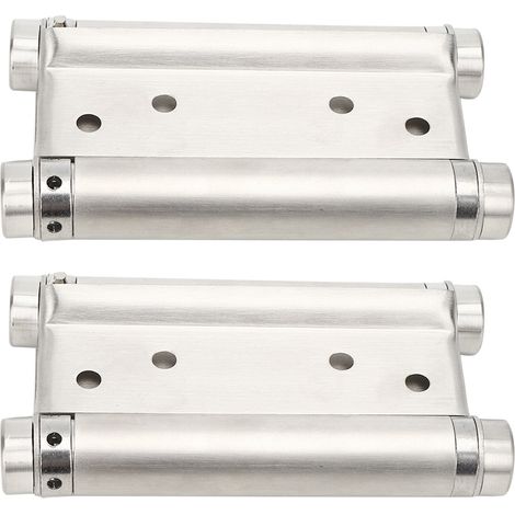 Ensemble de 2 charnières double face en acier inoxydable de 10 cm (4 pouces), charnières à ressort à double ouverture, charnières à fermeture automatique pour portail de style western (1/5)