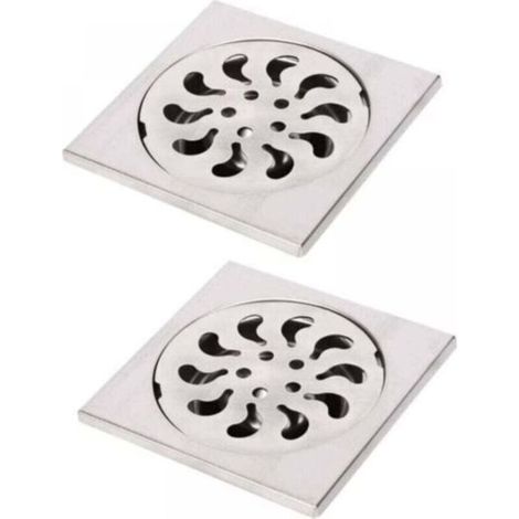 2 Pièces Siphon Sol - Grille Douche Carrée - Acier Inoxydable - 10x10x30 mm - Pour Salle De Bain Cuisine Hôtel (1/5)