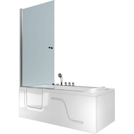 Seniorendusche Kombi Duschkabine Whirlpool Seniorenwanne mit Tür S17D-TH-WP-R 75x150 cm (1/5)