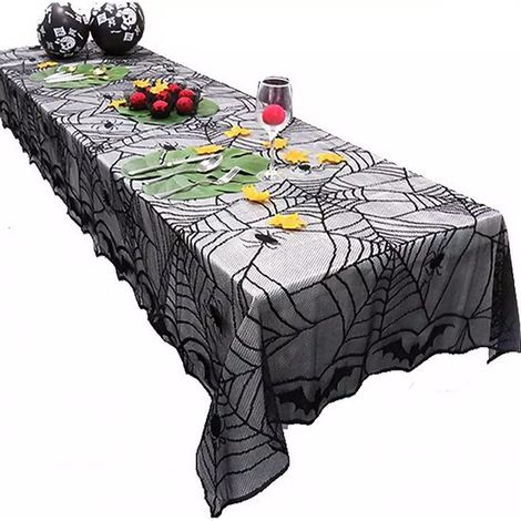 Halloween-Tischdecke, Halloween-Tischdekoration, Halloween-Tischdecke, Schwarz, 244 x 122 cm – 1 Stück (1/5)