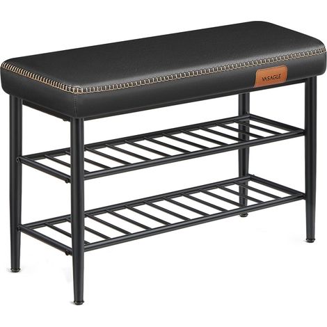 Panca portascarpe panca di stoccaggio 30 x 80 x 50 cm mobile da ingresso PU con cuciture stile moderno carico 135 kg nero 120005345