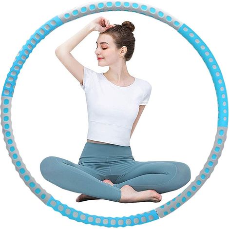 Hula Hoop 6 sections démontable pour débutants, femmes, adultes, enfants, ados, entraînement sportif, poids 1-3 kg, mousse EVA souple, facile à transporter, fitness et perte de poids (1/5)