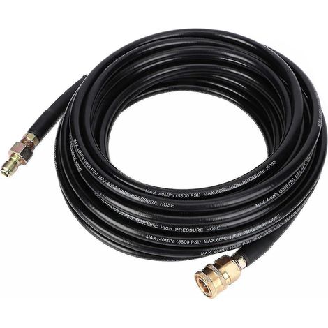 Tuyau de nettoyage haute pression noir 5800 psi, 15 m (50 pi), raccord rapide 3/8 po, haute qualité (1/5)