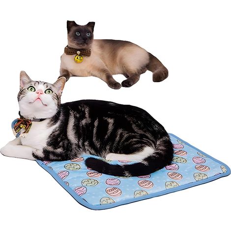 (S, Bleu) Tapis rafraîchissant pour animaux de compagnie (chat et chien) - Coussin rafraîchissant, confortable et doux pour l'été, pour animaux et adultes (1/4)