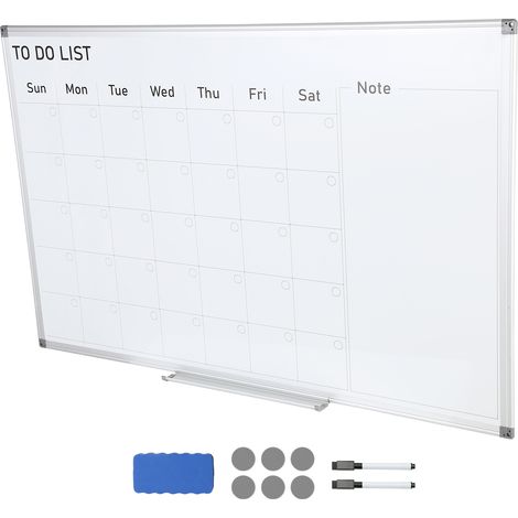 Mophorn 36 x 24 pollici lavagna magnetica calendario, lavagna cancellabile a secco con vassoio mobile, include 1 gomma magnetica e 2 pennarelli cancellabili a secco, ideale per uffici, casa o scuola