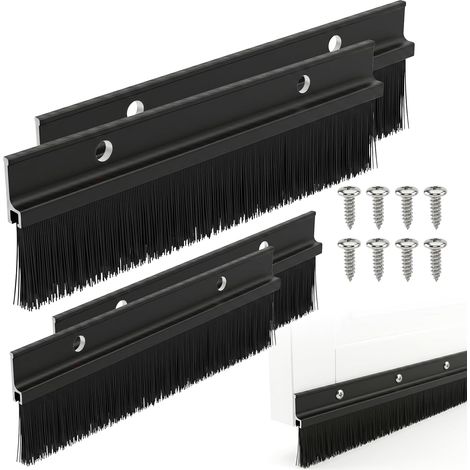 Joint de Porte avec Brosse, Isolation Anti Courant d'Air pour Porte d'Entrée, Double Fixation par Collage et Vis, Longueur Épissable, Noir - Boudin de Porte Isolant et Bas de Porte Isolant (1/5)