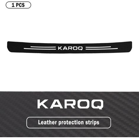 (1 pièce pour Karoq) Autocollants de protection de seuil de porte de coffre arrière en fibre de carbone pour Skoda Vrs Fabia Kamiq Karoq Kodiaq Rapid Octavia Scala Superb (1/3)