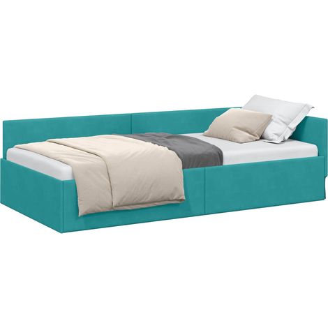 Maison Exclusive - Cornice del letto ad angolo Turchese 100 cm x 200 cm Velluto