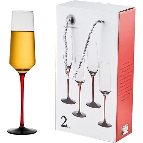 Verres à champagne en cristal élégants (lot de 2, 25,5 x 5 cm) avec anses fines et délicates, parfaits pour servir les vins rosés et (1/5)