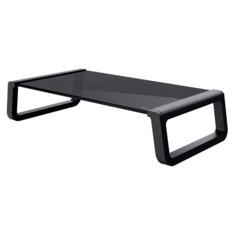 Trust Monta Support de Moniteur, Support Écran PC en Verre Trempé 41 x 22 x 10 cm, Réhausseur d'Écran Bureau Ergonomique, Organisateur de Table pour Ordinateur Portable, Mac, Travail - Noir (25271)