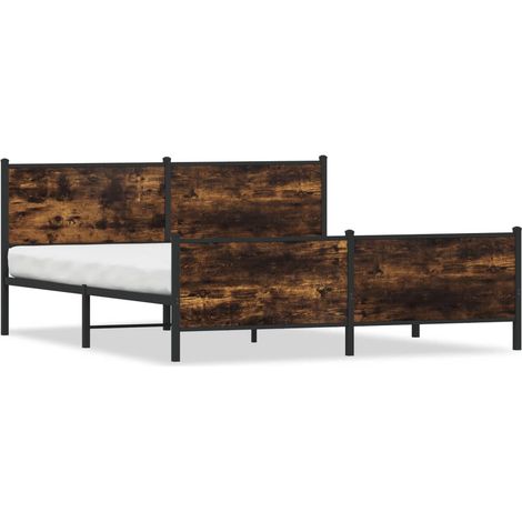 Maison Exclusive - Metallbett ohne Matratze Räuchereiche 200x200