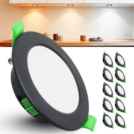 Lot de 6 Spot Led Encastrable Extra Plat, 5W 600LM Spot Encastrable Led 68mm - 75mm Découpe, Blanc Chaud 2700K Blanc Neutre 4000K Blanc Froid 6000K Spot Salle de Bain IP44 pour Cuisine, Blanc (1/5)