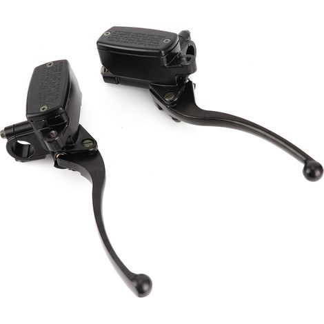 Motorrad-Hydraulikbrems- und Kupplungs-Hauptzylinder-Kit, schwarzer CNC-gefräster Hebel aus Aluminiumlegierung, kompatibel mit 7/8-Zoll-Lenkern (1/5)