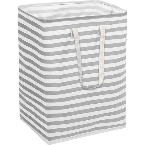 Panier À Linge - 75 L - Toile Coton Imperméable - Structure Métallique Rigide - Poignées Longues - Pliable - Pour Chambre À Coucher Salle De Bain Nursery - 1 Pièce (1/5)