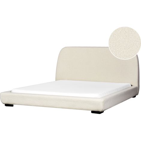 Cama de agua con somier clásica con cabecero tapizado de bouclé beige claro 160 x 200 cm ROISEL (1/5)