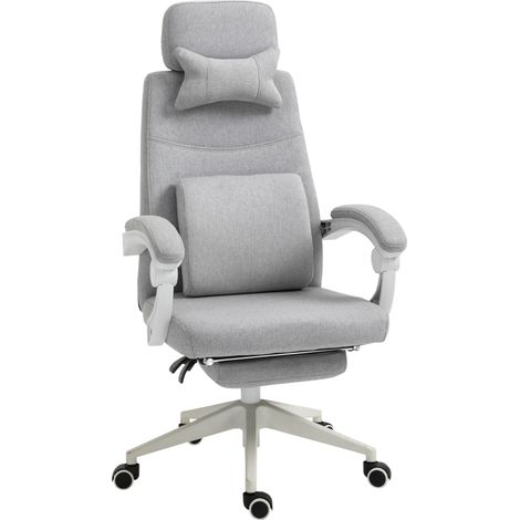Sedia da ufficio ergonomica reclinabile con poggiapiedi grigia 62x68x117-127 cm (1/5)
