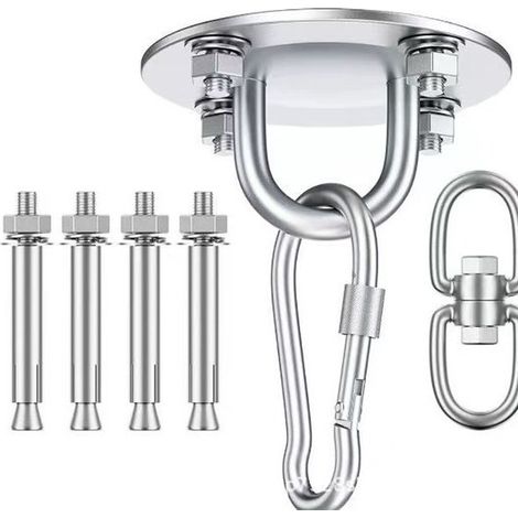 Gancho de techo de alta resistencia - Acero inoxidable giratorio 360° - Capacidad de carga de 400 kg (1/4)