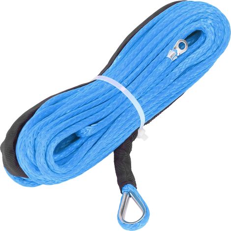 Câble de treuil en fibre synthétique de 4,8 mm x 15 m, résistance à la rupture de 5 500 lb, étanche pour remorque ATV UTV, bleu.