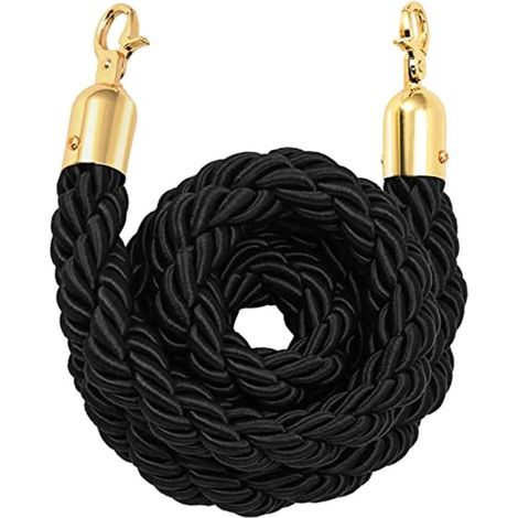 Beyamis Corde de barrière en velours avec mousquetons, 100 cm (3,3 pi), noire, pour le contrôle des foules lors de mariages, restaurants, cinémas et événements.