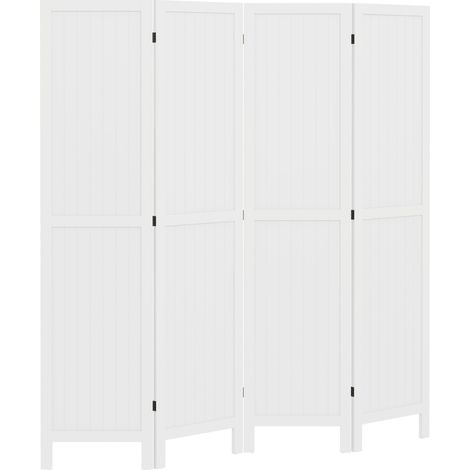 Paravent en bois séparateur d'espace intérieur pliable 4 panneaux 160x170 cm blanc (1/5)