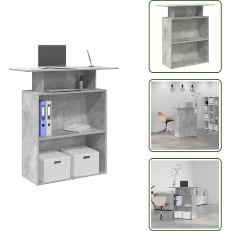 The Living Store Bureau de réception gris béton 100x40x104 bois d'ingénierie - Comptoir de réception (1/5)